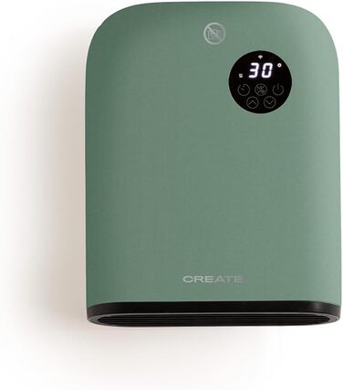 Електрична тепла стіна/підлога з Wi-Fi, салатовий колір, керування через додаток, до 20 м², датчик відкриття, захист від перекидання, 3 режими, LCD-дисплей, 2000W