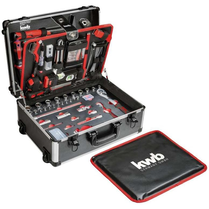 Набір інструментів kwb 175 предметів в алюмінієвому кейсі з коліщатками, замок з ключами, для майстра, дому та ремонту