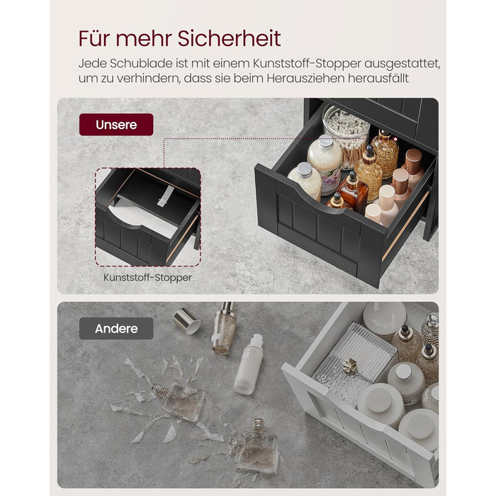 Шафка для ванної кімнати VASAGLE з 4 висувними ящиками, 30 x 30 x 82 см, білий колір, для ванної, вітальні, кухні, їдальні, сучасний дизайн