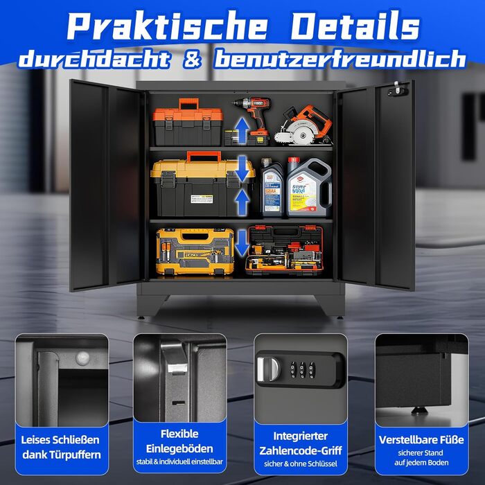 Металевий шафа-сейф для документів, 90x80x40 см, білий (чорний) - з полицями та комбінаційним замком