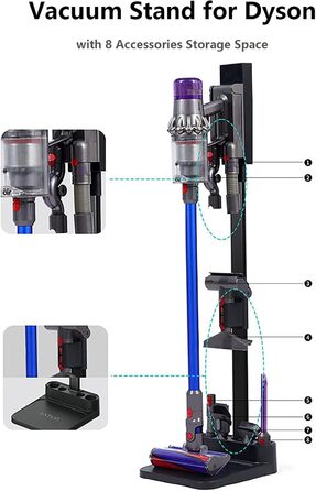 Підставка для пилососа wzglsbkd для Dyson V6-V15, підлогова підставка, без свердління, міцна конструкція з нержавіючої сталі