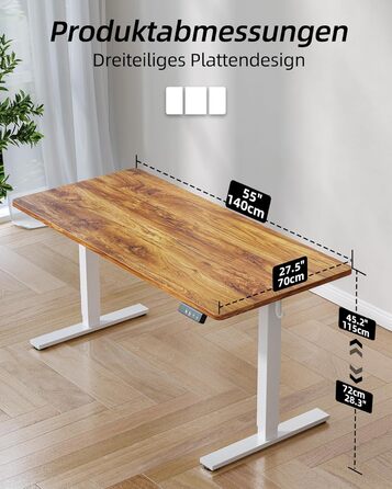 Регульований стіл BEXEVUE 120x60 см, електричний, з пам'яттю, для комп'ютера, білий