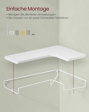 Набір кутових настінних полиць VASAGLE L-подібні, індустріальний стиль, для вітальні, спальні та кухні, білий колір (2 шт.) LLS831B01