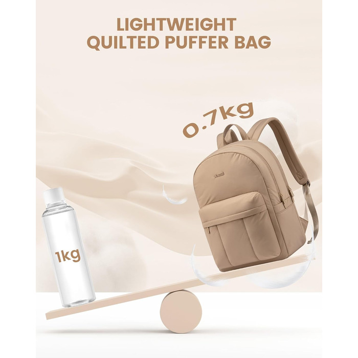 LOVEVOOK Рюкзак для жінок, середній, шкільний, для підлітків, елегантний, з відділенням для ноутбука, легкий, водонепроникний, для школи, університету, подорожей (Хакі, 17 дюймів)