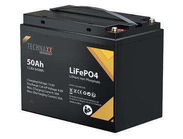 Сонячна батарея Technaxx 12.8V LiFePO4 50Ah TX-234, 3000 циклів, BMS, низький саморозряд, надлегкий