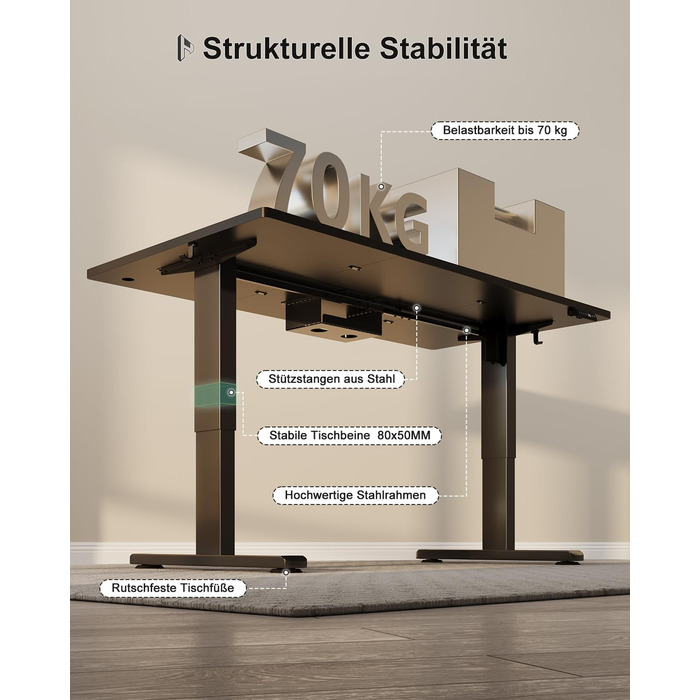 Електричний регульований стіл Homall 120x60 см з пам'яттю, комп'ютерний стіл Standing Desk білий + бежевий