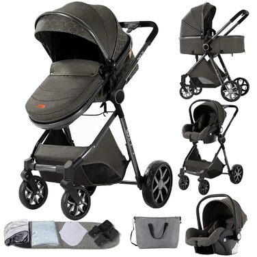 Дитяча коляска MoLi 3 в 1 V9 Dark Grey: комплект, обертовий ручки, люлька, прогулянкова, шасі з алюмінію, складна, великий розмір