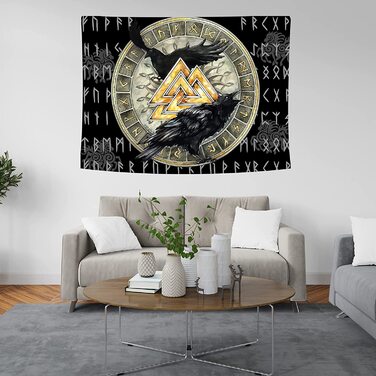 Гобелен Arsey Valknut Ravens Art 150x130 см золотисто-чорний