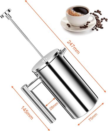 French Press Uootach 350 мл: кавоварка з нержавіючої сталі, тришаровий фільтр, для дому, подорожей, кемпінгу