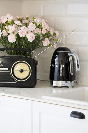 Електричний чайник Smeg KLF04BLEU 1.7L з регулюванням температури, фільтр від накипу, індикатор рівня води, 2400W, чорний