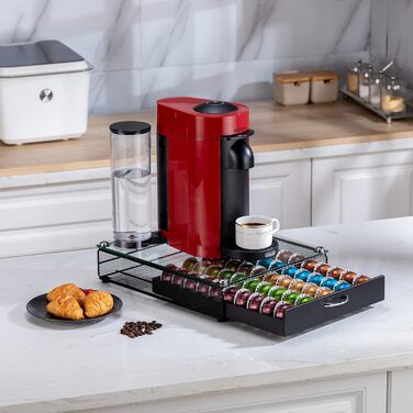 Тримач для капсул Vertuo Rice Rat - 50 капсул, чорний, скляний, сумісний з Nespresso Vertuo