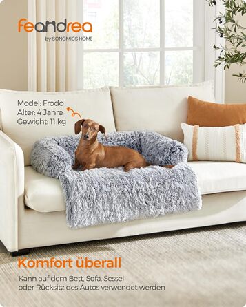 Плюшеве ліжко для собак Feandrea FluffyHug, диван-ковдра для собак, захист дивана для собак, подушка для собак, розмір XL, 110 x 95 x 18 см, омбре сірий