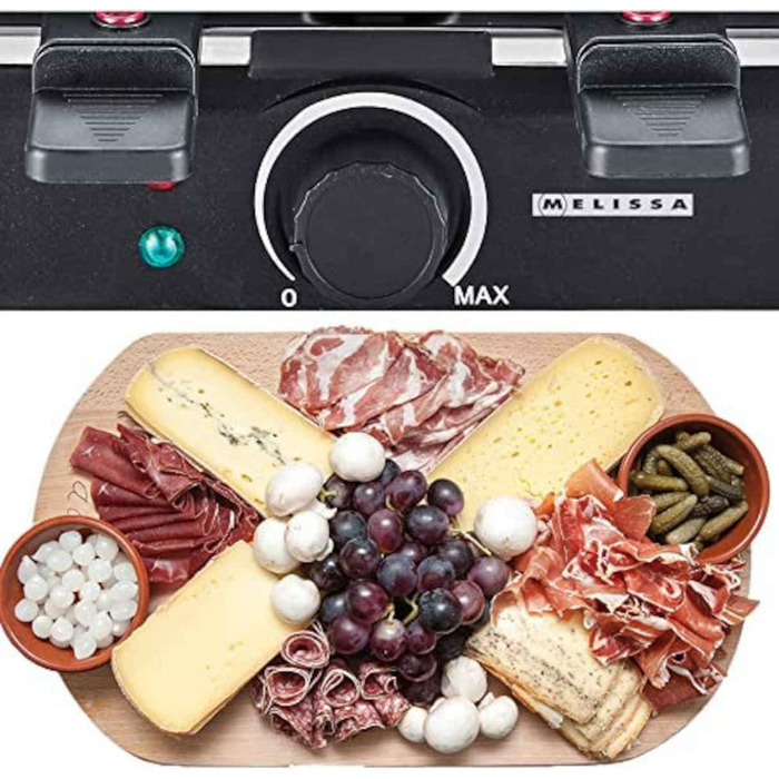 Ракулетка Melissa 16300026 з грилем для 8 осіб, 1200 Вт, регульована температура, чорний колір