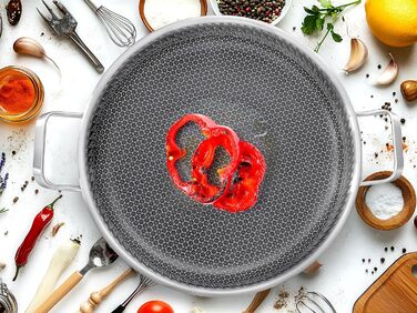 INTIGNIS® Сковорода з кришкою – 30 см (12 дюймів) – 6 л – з антипригарним покриттям | Стійка до подряпин | Глибока | Без хімікатів | Сковорода з нержавіючої сталі