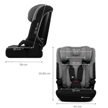 Автокрісло Kinderkraft I-COMFY 76-150 см, регульоване, з 5-точковим ременем, система EASY GROW, темно-сірий