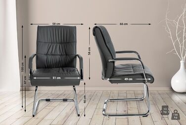 Стілець офісний Sievert з м'якою спинкою та оббивкою зі штучної шкіри, сірий | Конференційний стілець з підлокітниками