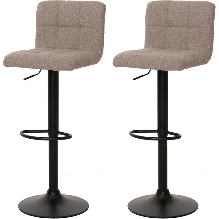 Барний стілець Mendler HWC-G87 (2 шт) - регульований, обертовий, Boucle, Taupe