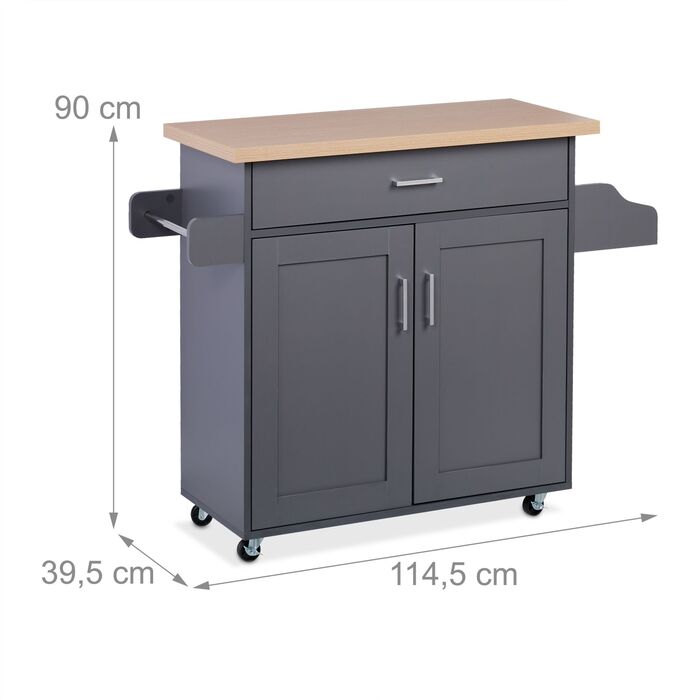 Візок кухонний Relaxdays з робочою поверхнею