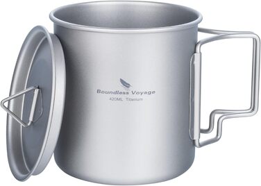 iBasingo Titan Becher: туристичний титановий посуд для кемпінгу, приготування кави/чаю, 200-750 мл (Ti3025d-420ml)