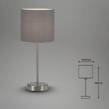 Світильники BRILONER-настільна лампа, настільна лампа, приліжкова лампа, приліжкова лампа, настільна лампа, E14, в комплекті. Кабельний вимикач, тканинний екран, 160x385 мм (DxH), 7002-011 (сірий)