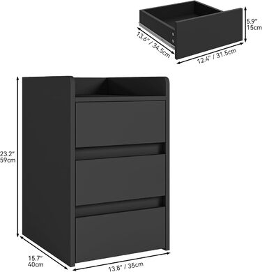 Приліжкові тумбочки YITAHOME (2 шт) з металевими ніжками та ручками, білий колір, 3 висувні ящики, 35 x 40 x 59 см, для спальні та вітальні
