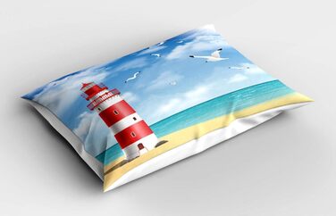 Наволочка на пляжну подушку ABAKUHAUS, чайки-маяки, 80x40 см, синя (50 символів)