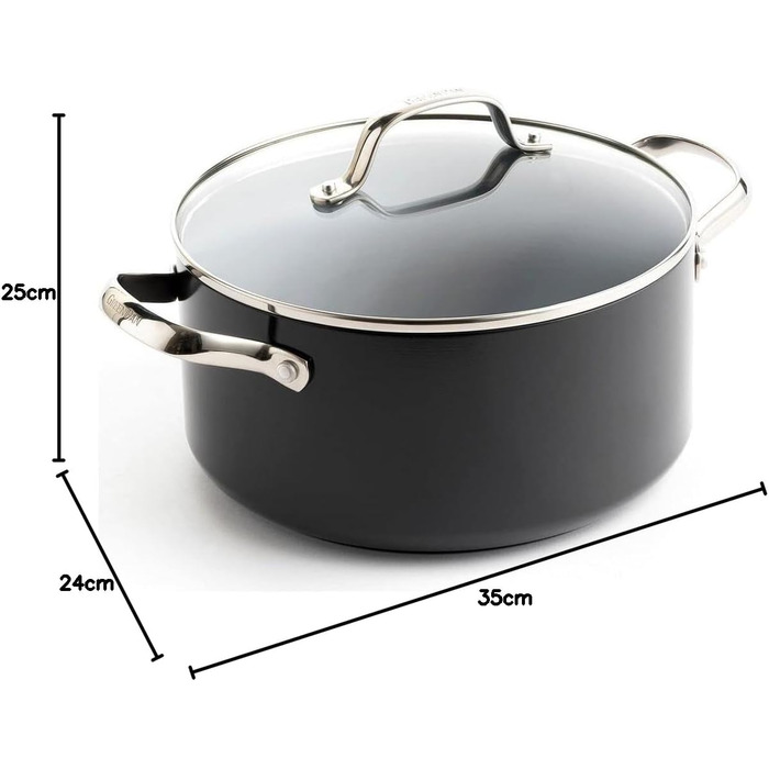 Сковорода GreenPan Valencia Pro з нержавіючою сталею Harteloxierte, керамічне антипригарне покриття, 28 см, 4,2 л, з кришкою, без PFAS, для індукційних плит, можна мити в посудомийній машині, термостійка, сіра (каструля 24 см/5,1л)