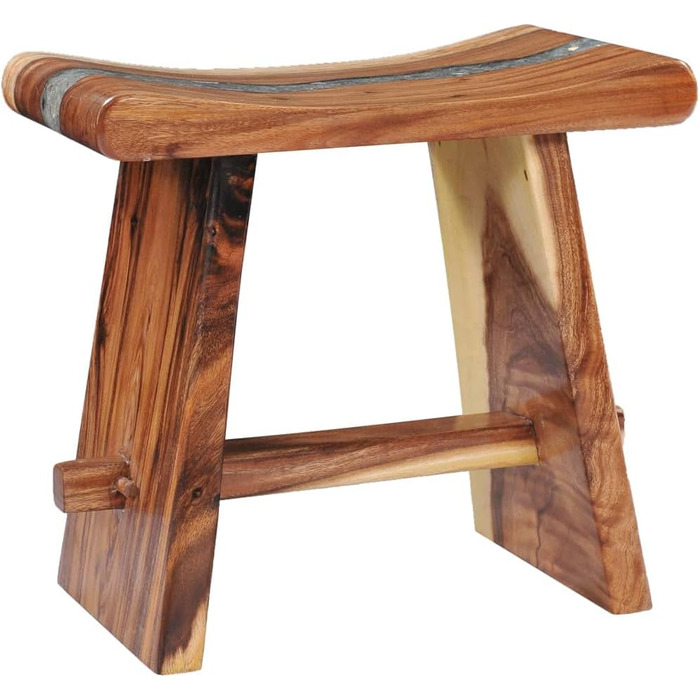 Дзеркальний табурет з масиву акації для ванної кімнати 50x30x45 см, Polyresin