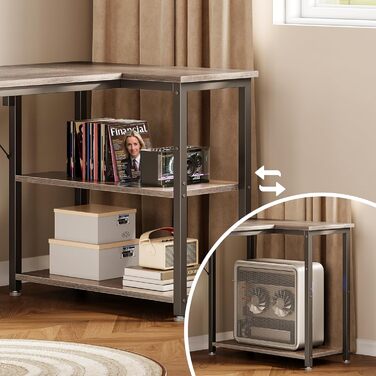 Комп'ютерний стіл Coleshome для геймінгу, кутовий, з обертовим ящиком, 120x70 см (сірий)