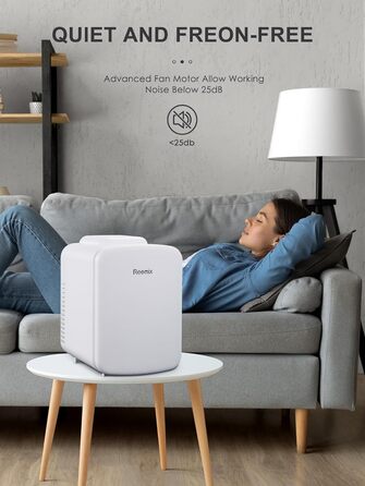 Міні-холодильник Reemix, 4 літри/6 банок, портативний охолоджувач та підігрівач, персональний холодильник для догляду за шкірою, косметики, напоїв, продуктів, ідеальний для спальні, офісу, авто