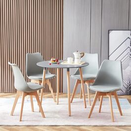 Комплект обіднього столу з 4-ма сірими стільцями | Обідня група 5-ти частинна | Для вітальні, кухні, їдальні | Сірий стіл та сірі стільці