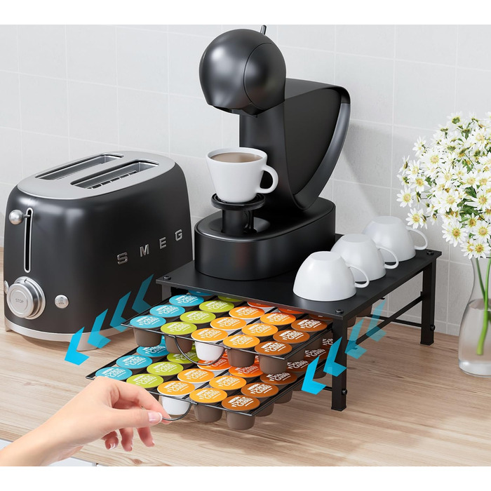 Тримач для капсул кави Dolce Gusto, металева висувна шухляда на 5 ярусів (60 капсул)
