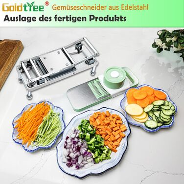 Подрібнювач овочів 8-в-1 з контейнером, набір для нарізки овочів та салатів, з нержавіючої сталі