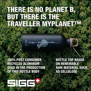 Алюмінієва пляшка для пиття SIGG Traveller MyPlanet-підходить для газованих напоїв-герметичний-Легкий - не містить бісфенолу А-сертифікований з нульовим викидом вуглецю-0,6 л / 1 л Repeat Plain 1 л