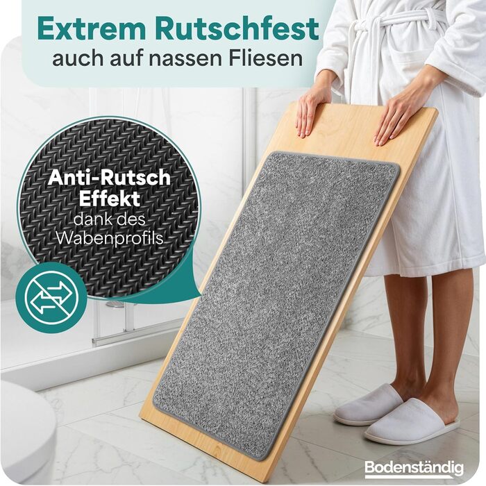 Килимок для ванної кімнати сірого кольору, антиковзкий, швидковисихаючий, 50x80 см