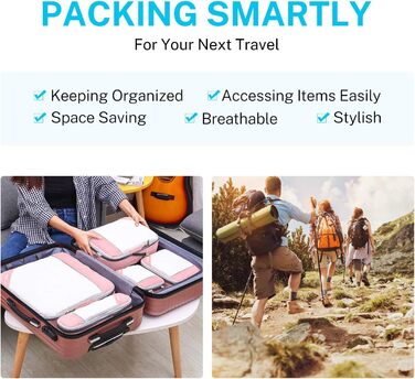 Набір компресійних органайзерів для одягу в подорож Gonex, 6 предметів, рожевий — міцні сумки-пакувальники для валізи та зберігання речей