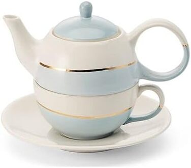 Чай для одного набору Lieske, синій - з кераміки з золотим напиленням, 4 шт. Глечик 0,4 л, чашка 0,2 л, 1