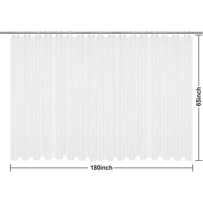 Шторка для душу Barossa Design Extra Langer, 203 см, Візерунок соти, бавовна, готельний стиль, важка тканина, для прання, 183x203 см (Білий/Розкішний сад)