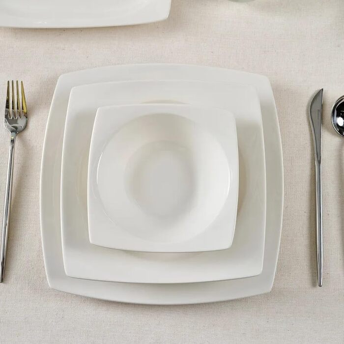 Набір посуду Karaca Vesta White на 12 персон, 52 предмети - стильний порцеляновий посуд на 12 персон Включає тарілки, чашки, миски та столові прибори
