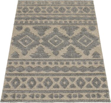 Домашній килим Paco з високим ворсом для вітальні, кошлатий 3D, вінтажний вид в стилі етно-бохо, м'який, розмір колір (230x330 см, сірий 3)