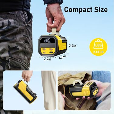 Power Bank 70000mAh 100W з USB-C, швидка зарядка, портативний акумулятор для iPhone, iPad, Samsung (жовтий)