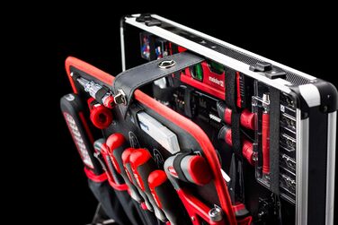 Набір інструментів Meister 156 предметів у візку на колесах з телескопічною ручкою - професійний кейс для інструментів, чорний/сріблястий, 8971440