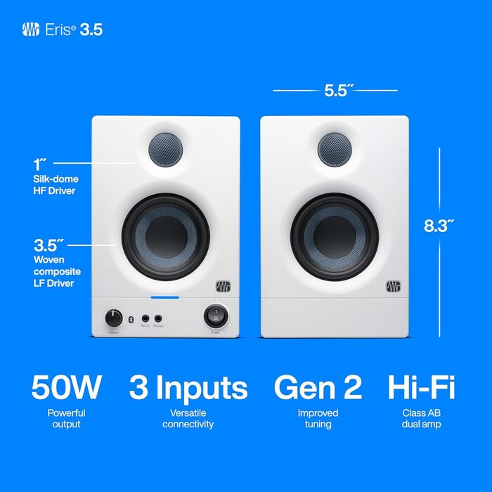 Активна акустика PreSonus Eris 3.5BT Gen 2 біла - 3.5