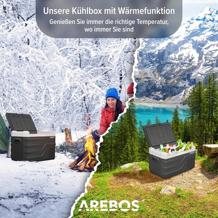 Автомобільний компресор-холодильник Arebos 35л з Wi-Fi та USB: електрохолодильник для авто, кемпінгу, вантажівки (-20°C, 12/24V/230V)