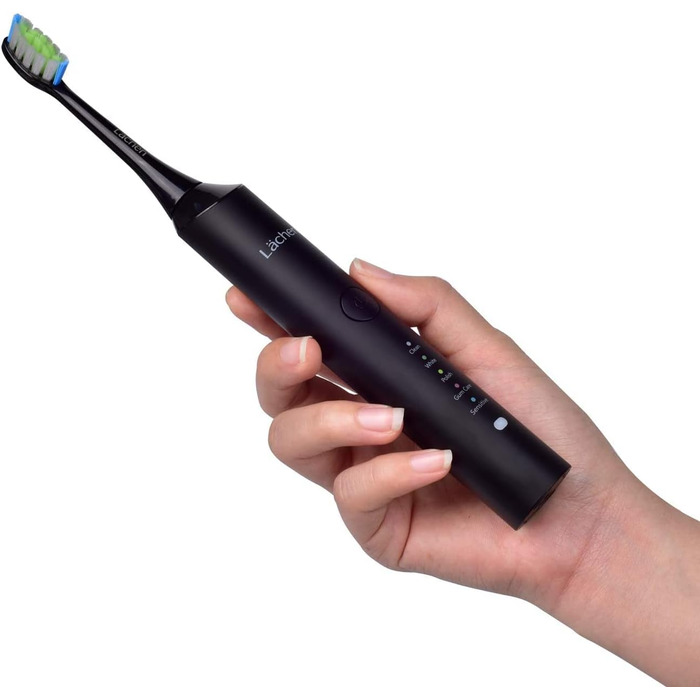 Електрична зубна щітка Lächen Schallzahnbürste (подвійний набір), 2 ручки та 2 футляри для подорожей, 5 режимів, 10 насадок (білий & чорний)