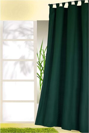 Декоративний шарф з петлями і воланами однотонний непрозорий, але напівпрозорий-завіса натуральний матовий однотонний-шарф з петлями для штор Тип117 (HxB 175x140 см, ялицево-зелений)