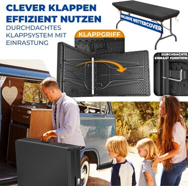 Стол KESSER® для пікніка, кемпінгу та саду, розкладний, 183x76 см, на 6 осіб, з чохлом та ручкою, антрацит