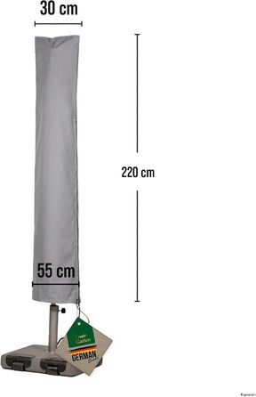 Чохол для парасольки круглий/кутовий сірий, Oxford 600D, водонепроникний, UV-стійкий, до Ø450см/320x320см