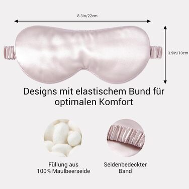 Сліпиця з 100% натурального шовку 22 momme, для сну, прохолоди та комфорту. Шовкова сліпиця з еластичною стрічкою, для повного затемнення (Морська синя) (Рожева - справжній 22 мм)