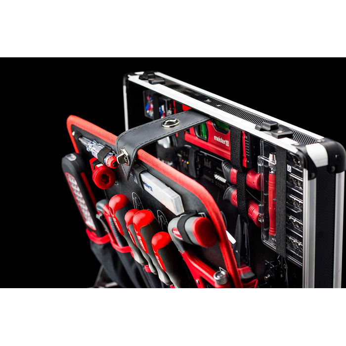 Набір інструментів Meister 156 предметів у візку на колесах з телескопічною ручкою - професійний кейс для інструментів, чорний/сріблястий, 8971440